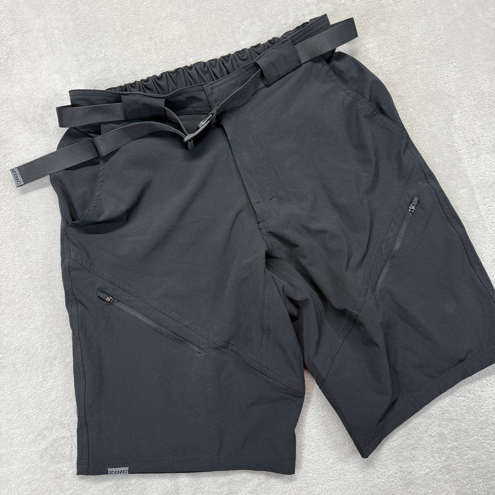 ZOIC‎ Shorts Men's Medium Black Cargo Shorts Belted 11" Inseam Cycling Outdoor